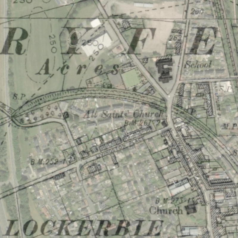 Map merged with present day aerial photo showing development over the site of Kintail Park